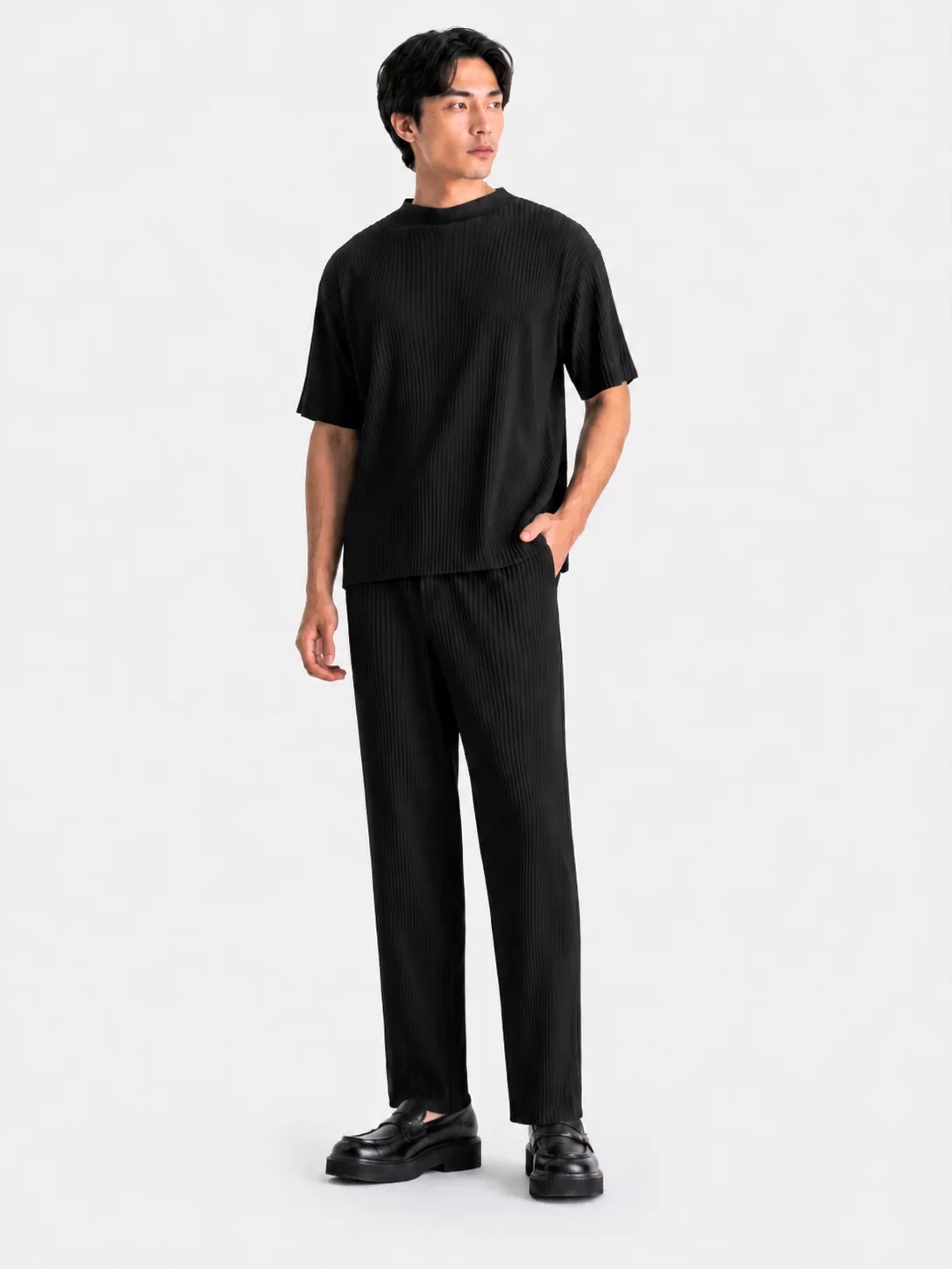 Miyake Pleated Men Trousers Baggy Straight Pants Fashion Casual Pants Japanese Style Miyake Pleated Pants