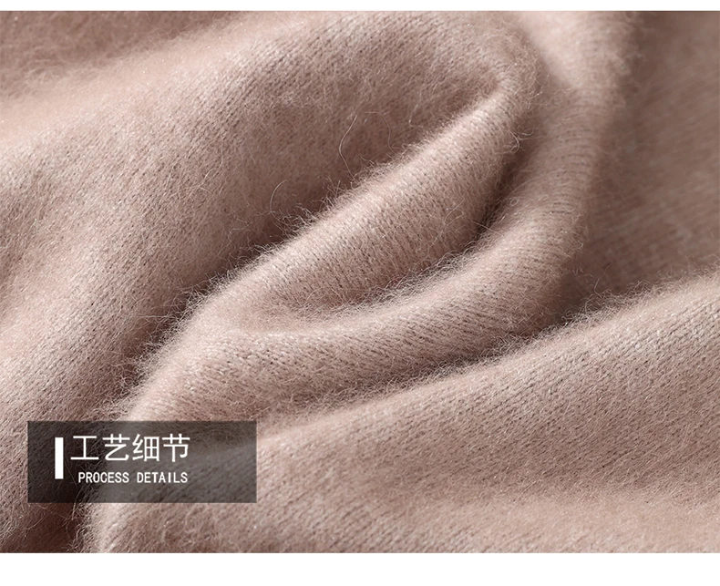 Men's 100% Pure Mink Velvet Cashmere Sweater High Lapels Pullovers Knitted Winter New Tops Long Sleeve High-End Jumpers