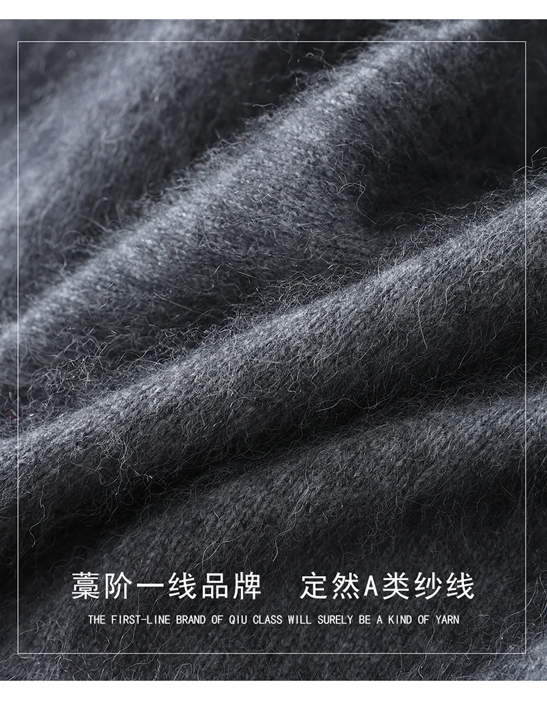 Men's 100% Pure Mink Velvet Cashmere Sweater High Lapels Pullovers Knitted Winter New Tops Long Sleeve High-End Jumpers