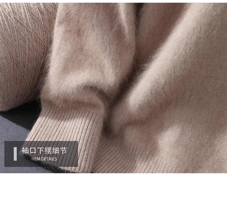 Men's 100% Pure Mink Velvet Cashmere Sweater High Lapels Pullovers Knitted Winter New Tops Long Sleeve High-End Jumpers