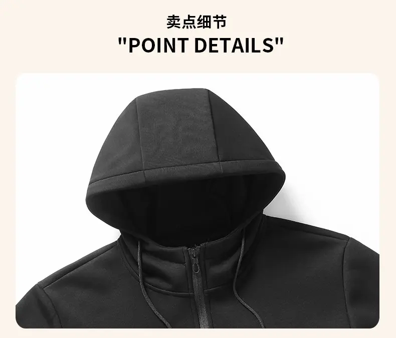 Autumn Winter Hooded Cardigan Fleece Thickened 2 Piece Set Sporty Fashion Pure Cotton Tracksuit