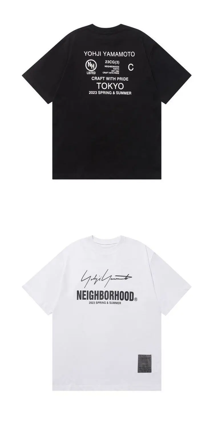 NEIGHBORHOOD NBHD Printed Crew Neck Short‑Sleeve T‑Shirt Loose Casual Versatile Unisex Basic Daily Tops for Men Women