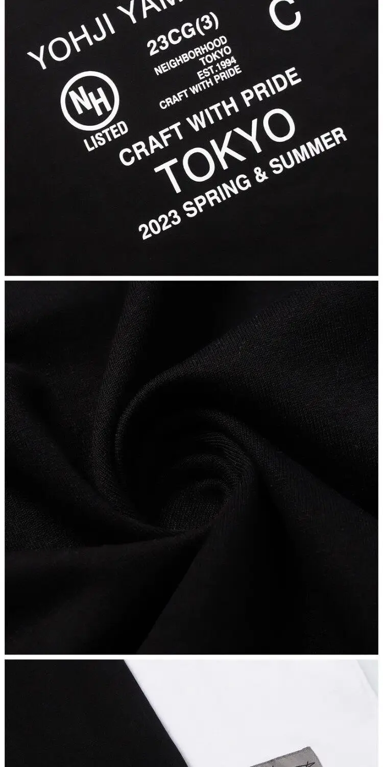 NEIGHBORHOOD NBHD Printed Crew Neck Short‑Sleeve T‑Shirt Loose Casual Versatile Unisex Basic Daily Tops for Men Women