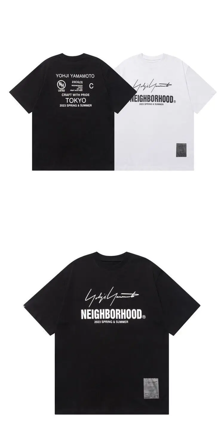 NEIGHBORHOOD NBHD Printed Crew Neck Short‑Sleeve T‑Shirt Loose Casual Versatile Unisex Basic Daily Tops for Men Women