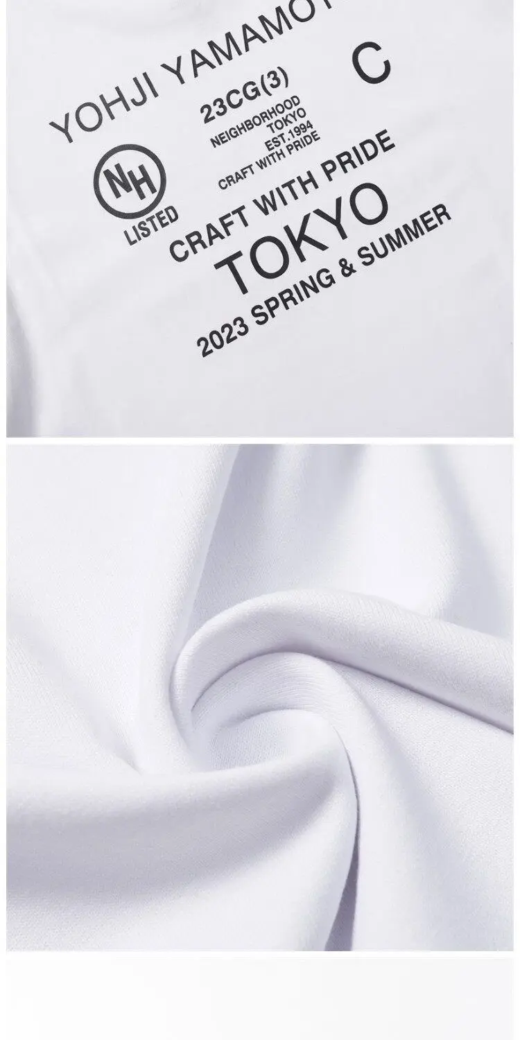 NEIGHBORHOOD NBHD Printed Crew Neck Short‑Sleeve T‑Shirt Loose Casual Versatile Unisex Basic Daily Tops for Men Women