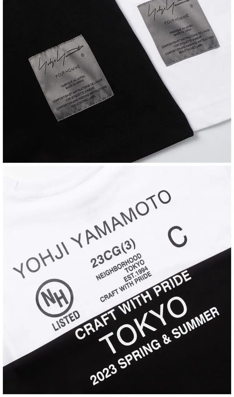 NEIGHBORHOOD NBHD Printed Crew Neck Short‑Sleeve T‑Shirt Loose Casual Versatile Unisex Basic Daily Tops for Men Women