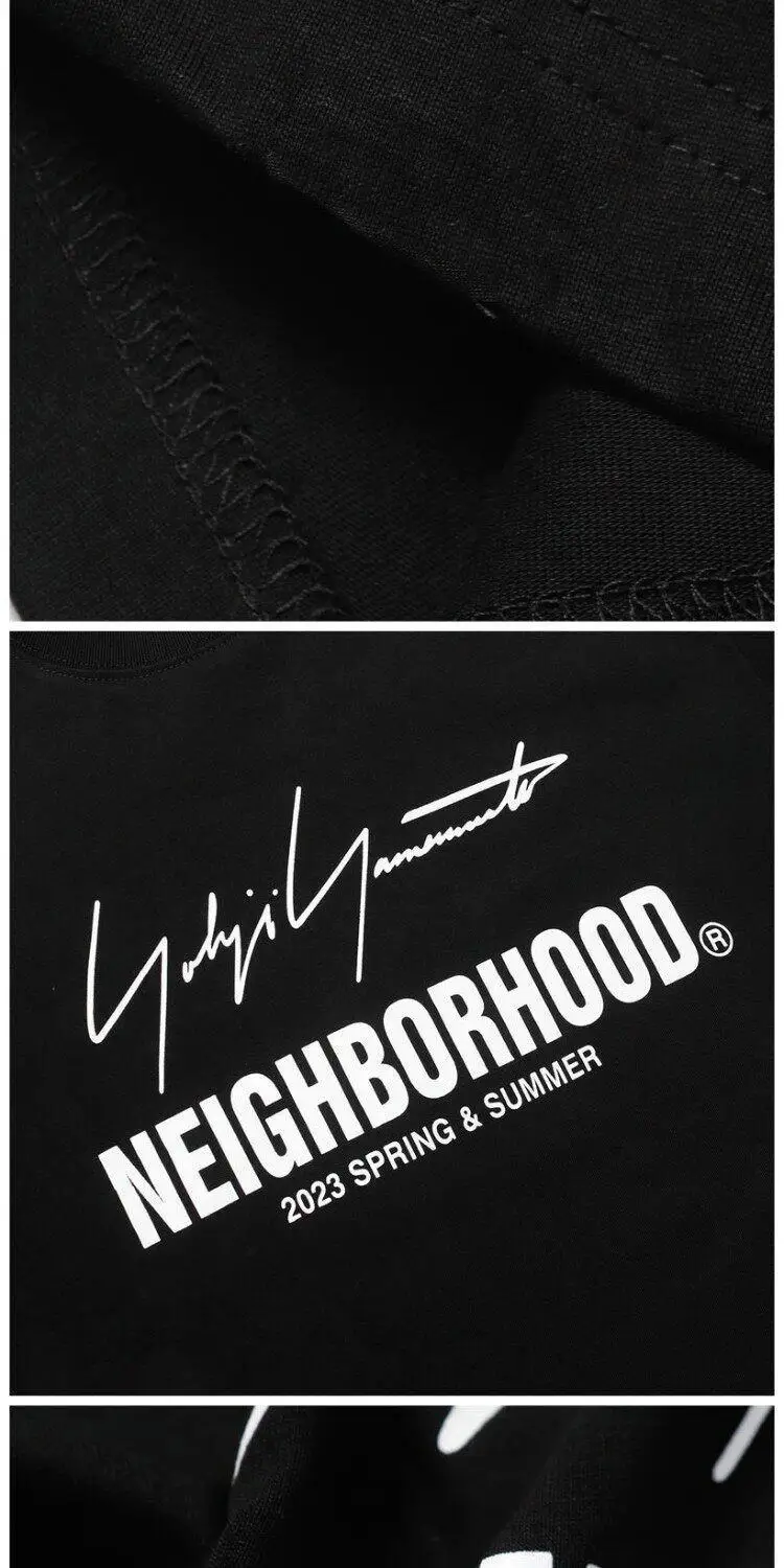 NEIGHBORHOOD NBHD Printed Crew Neck Short‑Sleeve T‑Shirt Loose Casual Versatile Unisex Basic Daily Tops for Men Women