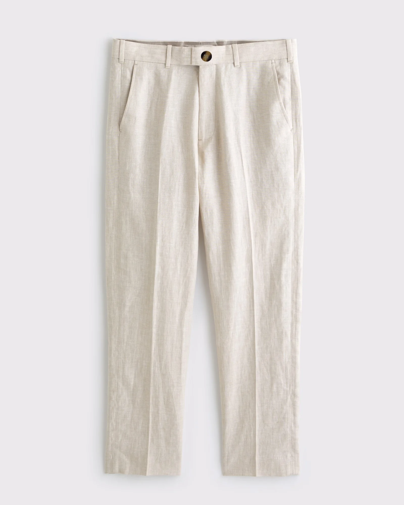 Men's Linen Straight Fit Pants Wrinkle-Resistant Lightweight Breathable Flat-Front Casual Trousers Expandable-Waist For Summer