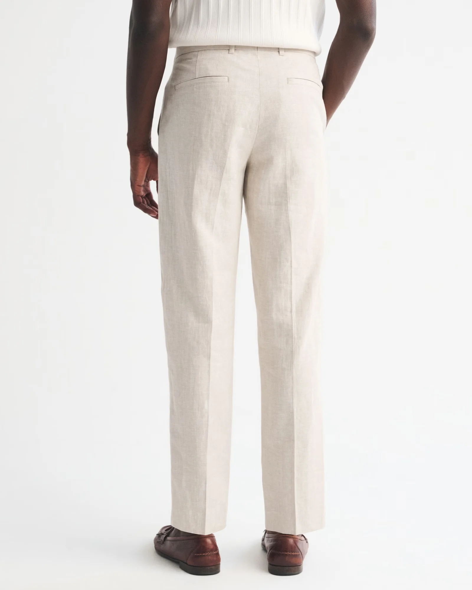 Men's Linen Straight Fit Pants Wrinkle-Resistant Lightweight Breathable Flat-Front Casual Trousers Expandable-Waist For Summer