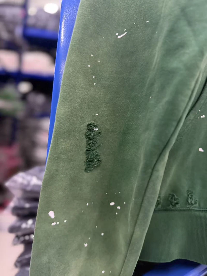 26ss Winter Green Oversize Street Outfit SATOSHI Jacket Washed Retro Distressed Splashed Ink Zipper Hoodie Men Women Loose Hoody