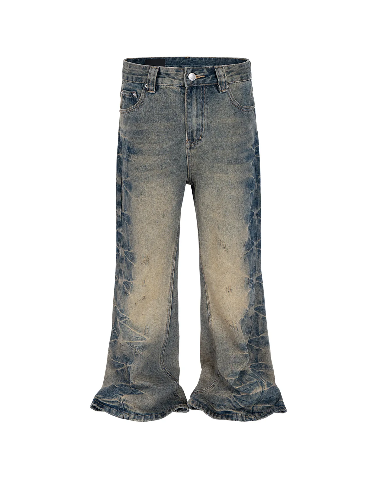 MIJKO Vintage Washed Mens Jeans Pants Streetwear Casual Denim Trousers Unisex
