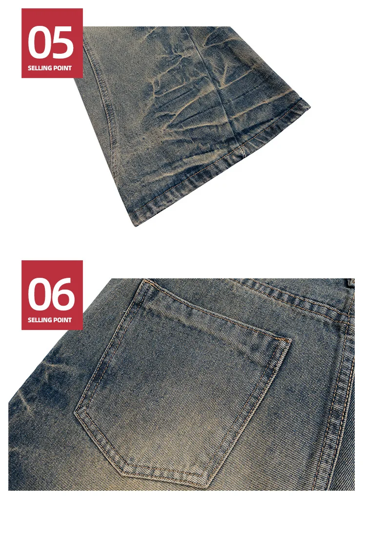 MIJKO Vintage Washed Mens Jeans Pants Streetwear Casual Denim Trousers Unisex