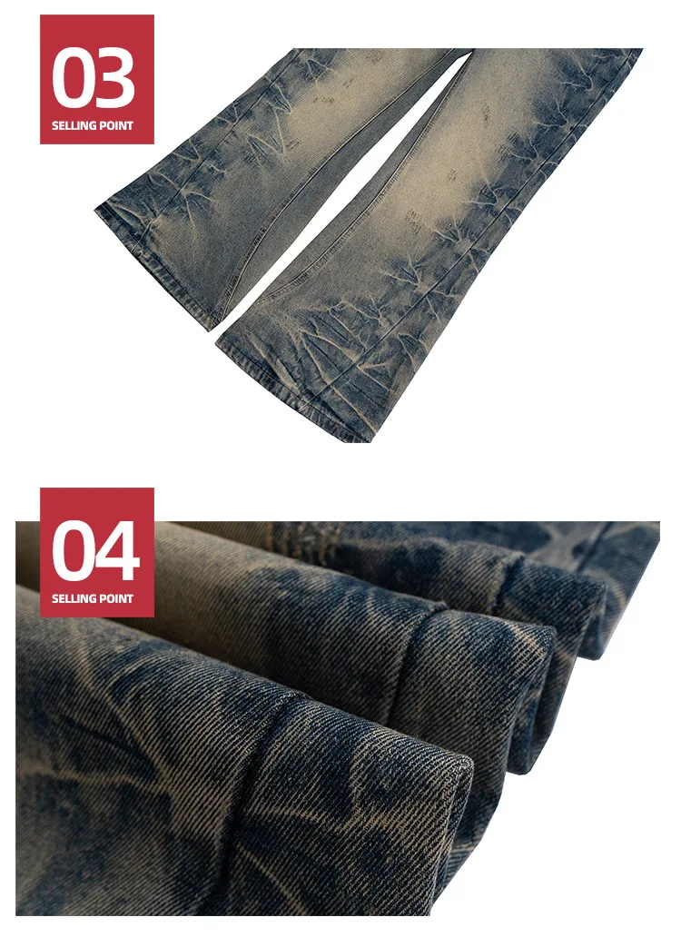 MIJKO Vintage Washed Mens Jeans Pants Streetwear Casual Denim Trousers Unisex
