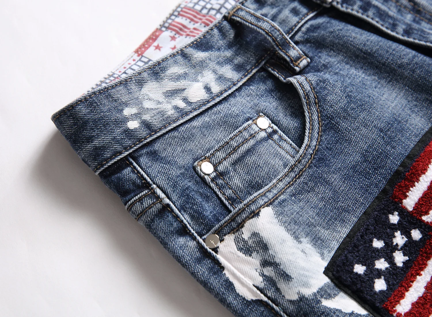 High Street Fashion Mens Streetwear Jeans Personal Designer Printed Jeans Men Punk Pants Skinny Streetwear Hip Hop Jeans