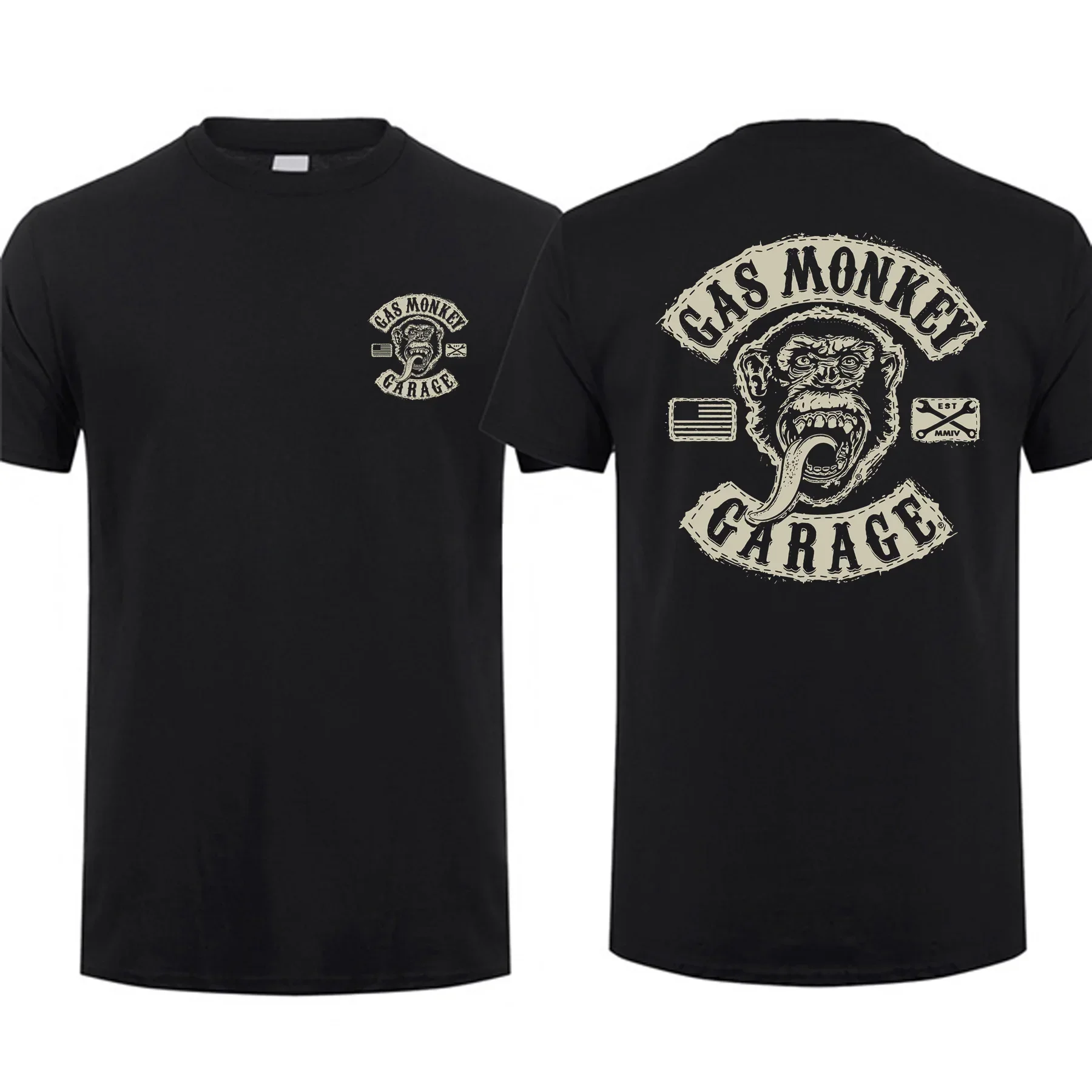 2024 Summer Amazing Male T-Shirt Mens 100%Cotton Tshirts Double Sided Gas Monkeys GarageTops Streetwear Graphiiccs Print Man