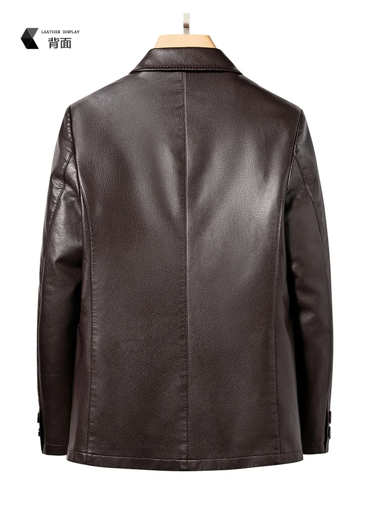 2025 Men's Slim Fit Leather Jacket High-Quality Fashion Trend All-Matching Autumn Winter Blazer for Stylish Men