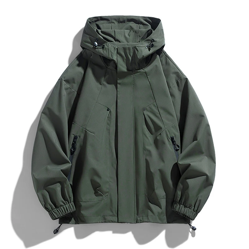 Men Jacket Hooded Windbreaker Trench Coats Oversize 6XL 7XL 8XL Plus Size Waterproof Black Outerwear Camping Loose Thin Softshel