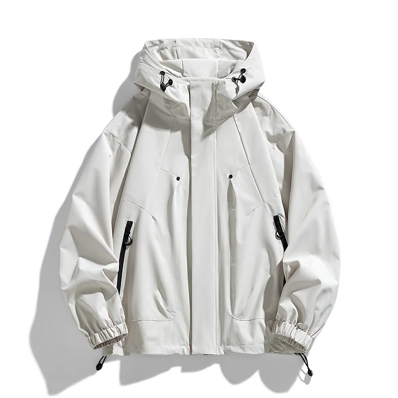 Men Jacket Hooded Windbreaker Trench Coats Oversize 6XL 7XL 8XL Plus Size Waterproof Black Outerwear Camping Loose Thin Softshel