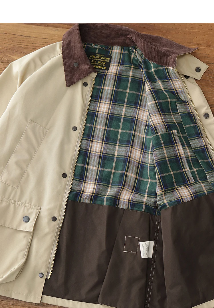 3607# Autumn Winter New American Retro Cargo Jacket Men's Fashion Multi-pockets Casual Heavyweight Windproof and Waterproof Coat