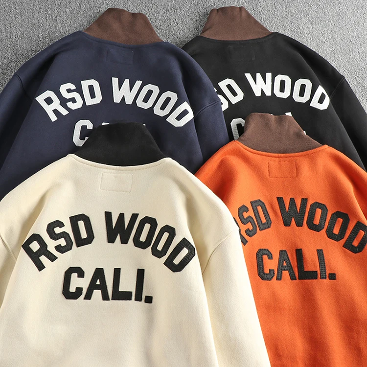 Autumn American Retro 460G Thick Velvet Letter Printed Knitted Hoodies Men's 100% Cotton Washed Heavyweight Casual Sweatshirt