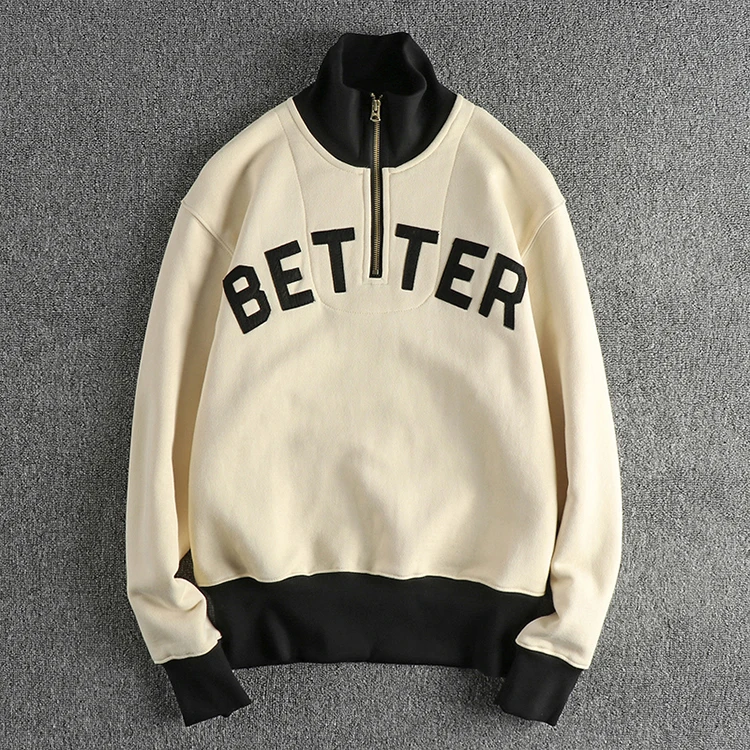 Autumn American Retro 460G Thick Velvet Letter Printed Knitted Hoodies Men's 100% Cotton Washed Heavyweight Casual Sweatshirt