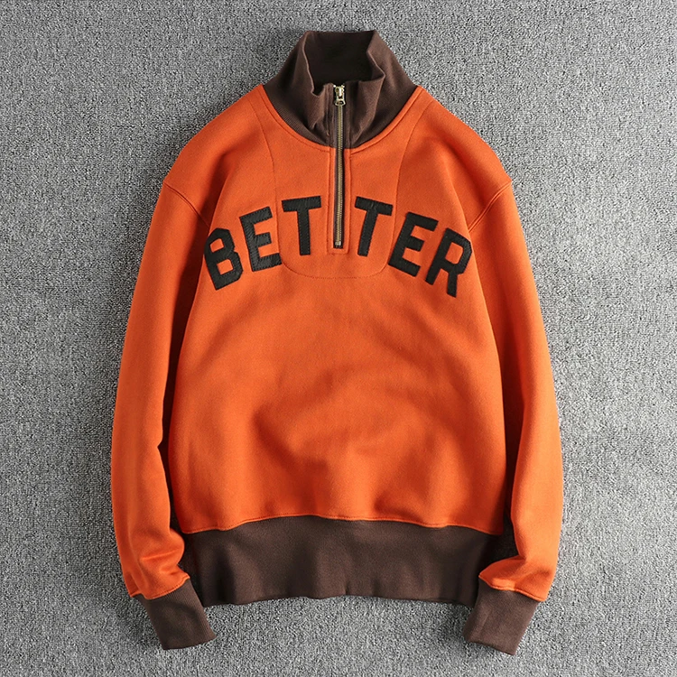 Autumn American Retro 460G Thick Velvet Letter Printed Knitted Hoodies Men's 100% Cotton Washed Heavyweight Casual Sweatshirt