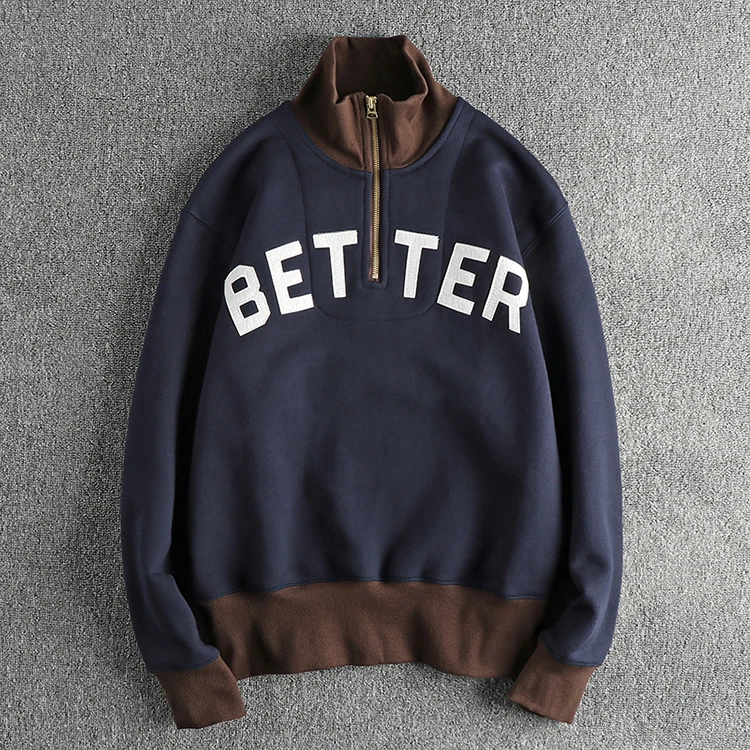 Autumn American Retro 460G Thick Velvet Letter Printed Knitted Hoodies Men's 100% Cotton Washed Heavyweight Casual Sweatshirt