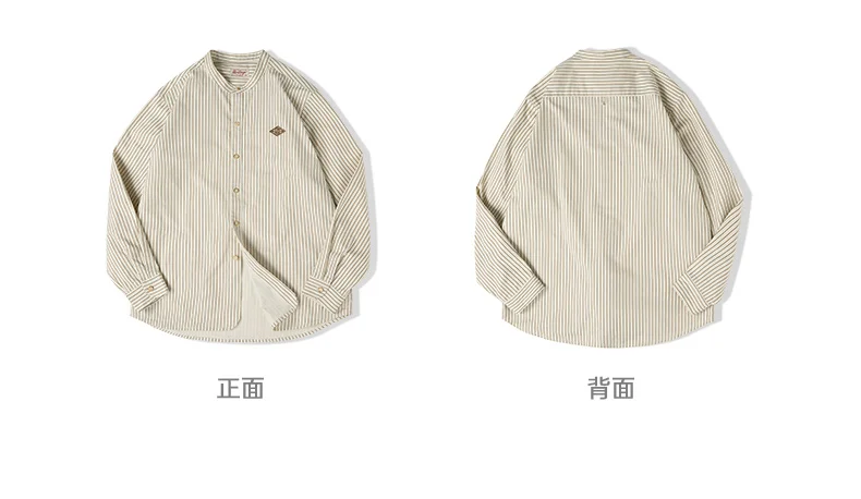 Maden Retro Vertical Pinstripes Shirts for Men 100% Cotton Band Collar Long Sleeve Blouses Uncle Fu Loose Baseball Shirt Jacket