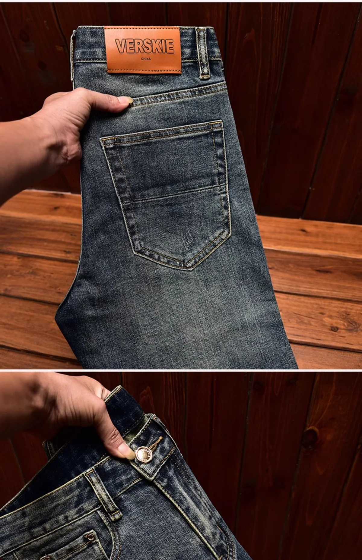 High Street Fashion Jeans Men's Autumn and Winter Clothing Hole & Patch Personality Star Patch Slim Fit Skinny Stretch Pants