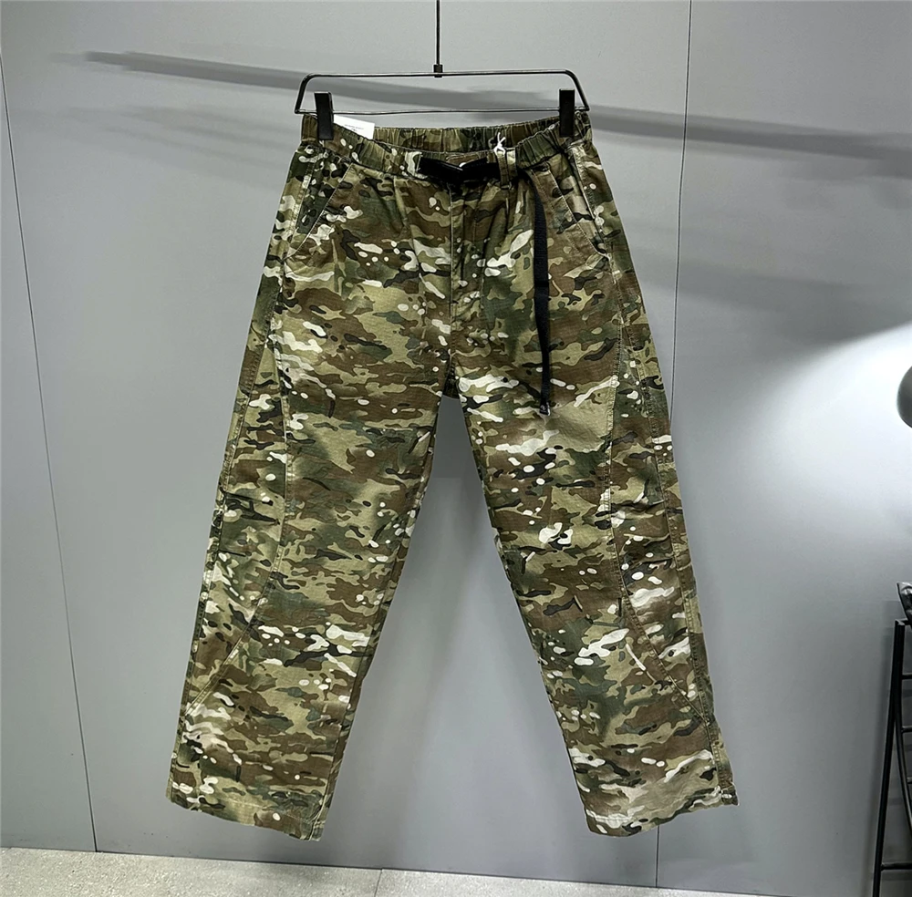Urban Camo Cargo Pants Men Hiphop Streetwear Loose Fit Adjustable Waistband Cotton Oversized2025 Youth Trendy Tactical Style
