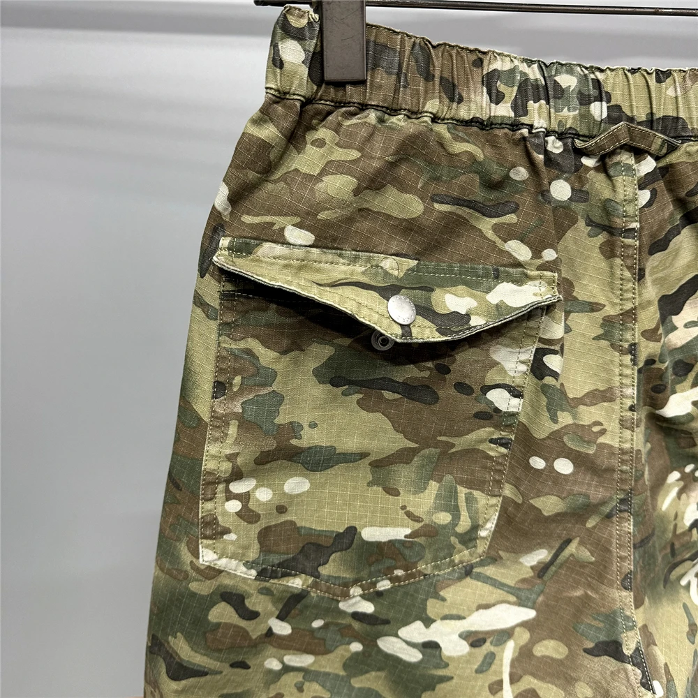 Urban Camo Cargo Pants Men Hiphop Streetwear Loose Fit Adjustable Waistband Cotton Oversized2025 Youth Trendy Tactical Style