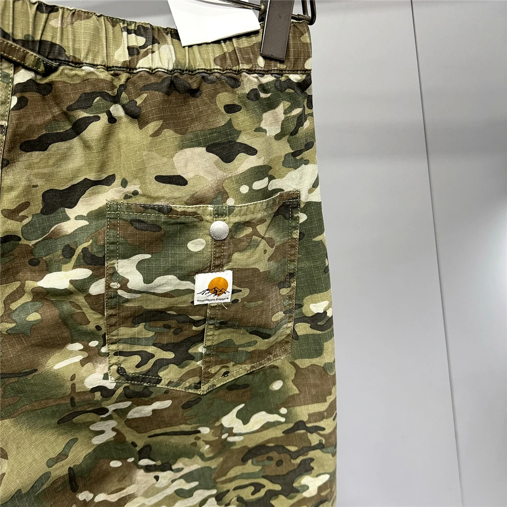 Urban Camo Cargo Pants Men Hiphop Streetwear Loose Fit Adjustable Waistband Cotton Oversized2025 Youth Trendy Tactical Style