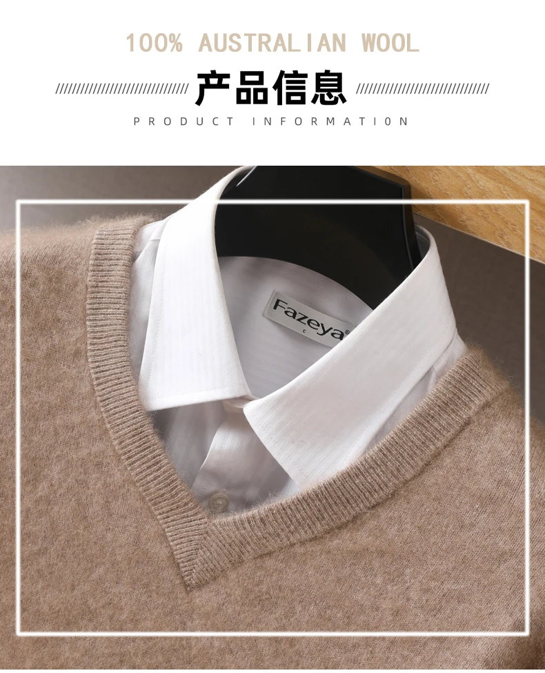Men's 100% Pure Mink Cashmere Sweater V-Neck Pullover Knitted Large Size Mink Sweater Winter New Tops Longsleeve Fashion Highend