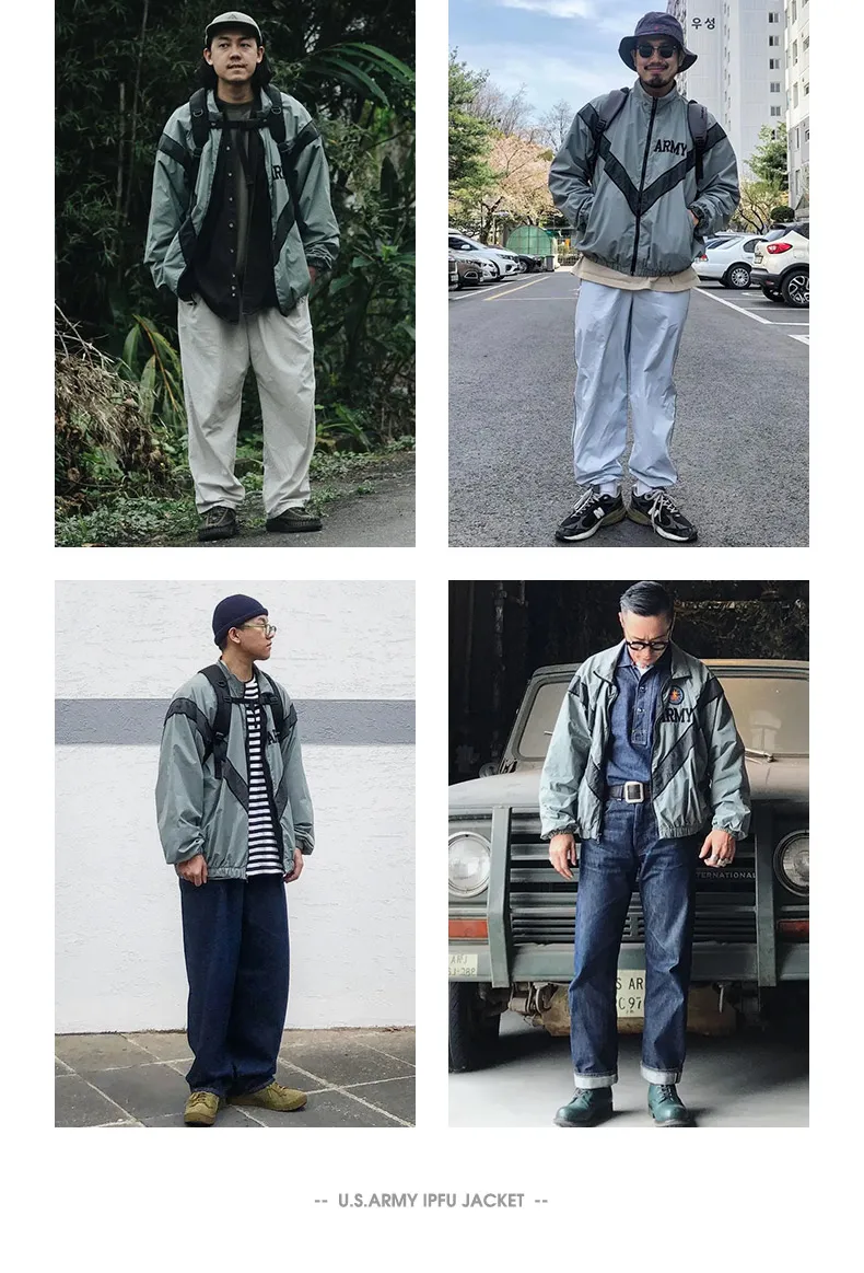 Maden Bomber Jackets For Men Vintage Training Coat Vibe Wind Reflective Hooded Quick-drying Jacket Male Blue