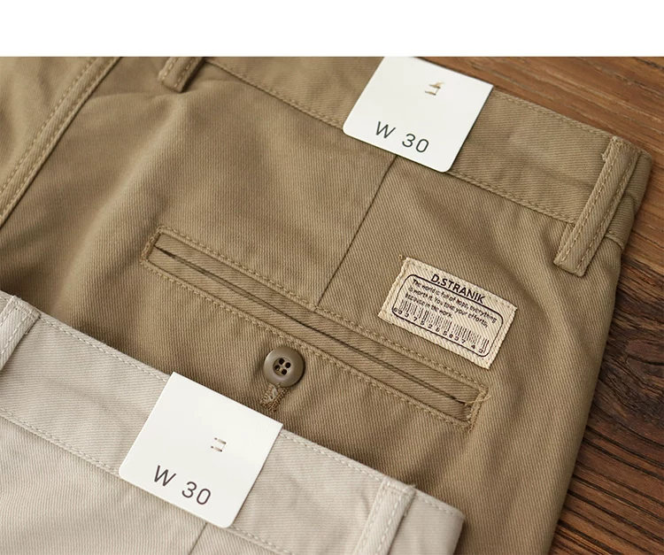 2024 Spring and Autumn New American Retro Woven Twill Chino Cargo Pants Men's Simple 100% Cotton Washed Casual Straight Trousers
