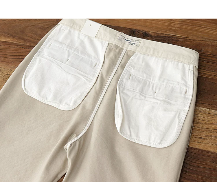 2024 Spring and Autumn New American Retro Woven Twill Chino Cargo Pants Men's Simple 100% Cotton Washed Casual Straight Trousers