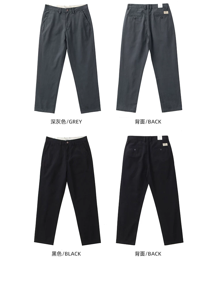 2024 Spring and Autumn New American Retro Woven Twill Chino Cargo Pants Men's Simple 100% Cotton Washed Casual Straight Trousers