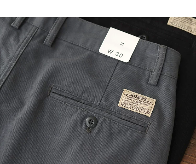 2024 Spring and Autumn New American Retro Woven Twill Chino Cargo Pants Men's Simple 100% Cotton Washed Casual Straight Trousers