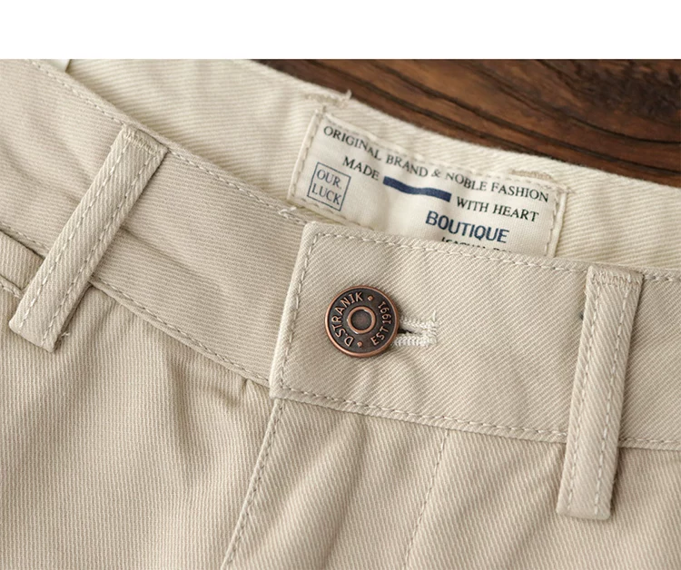 2024 Spring and Autumn New American Retro Woven Twill Chino Cargo Pants Men's Simple 100% Cotton Washed Casual Straight Trousers