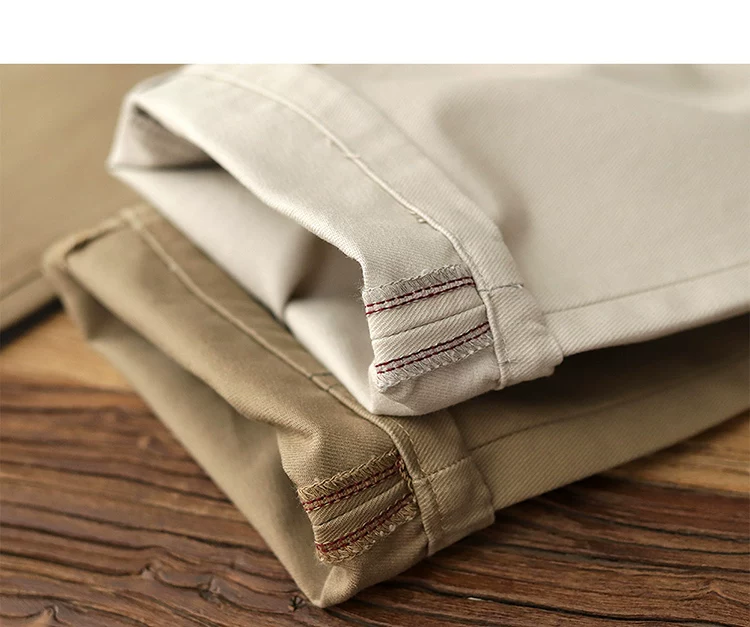 2024 Spring and Autumn New American Retro Woven Twill Chino Cargo Pants Men's Simple 100% Cotton Washed Casual Straight Trousers