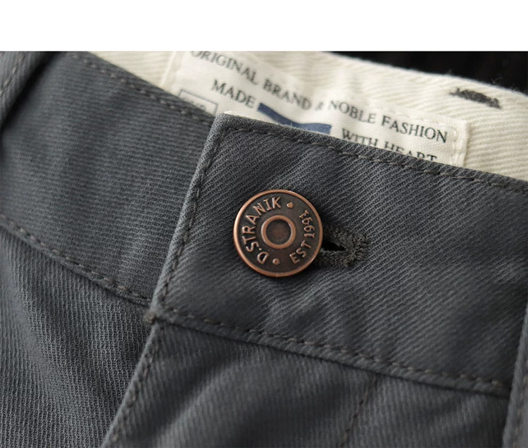 2024 Spring and Autumn New American Retro Woven Twill Chino Cargo Pants Men's Simple 100% Cotton Washed Casual Straight Trousers