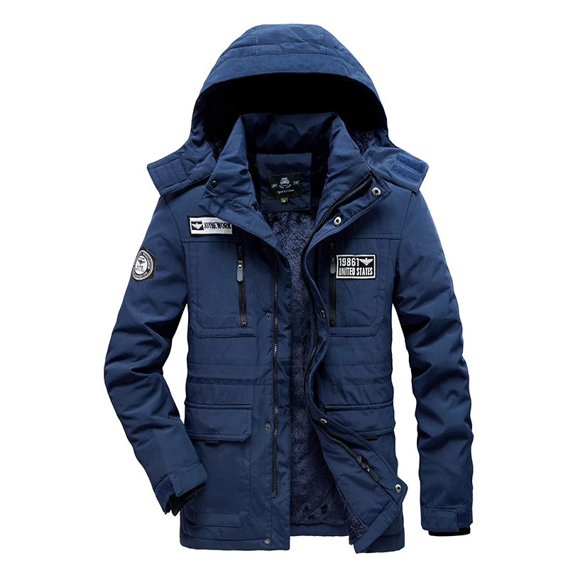 Outdoors Comfort Removable Hat Men Jacket Winter Windproof Keep Warm Casual Parka New Fashion Solid Fleece Thickening Coat Men