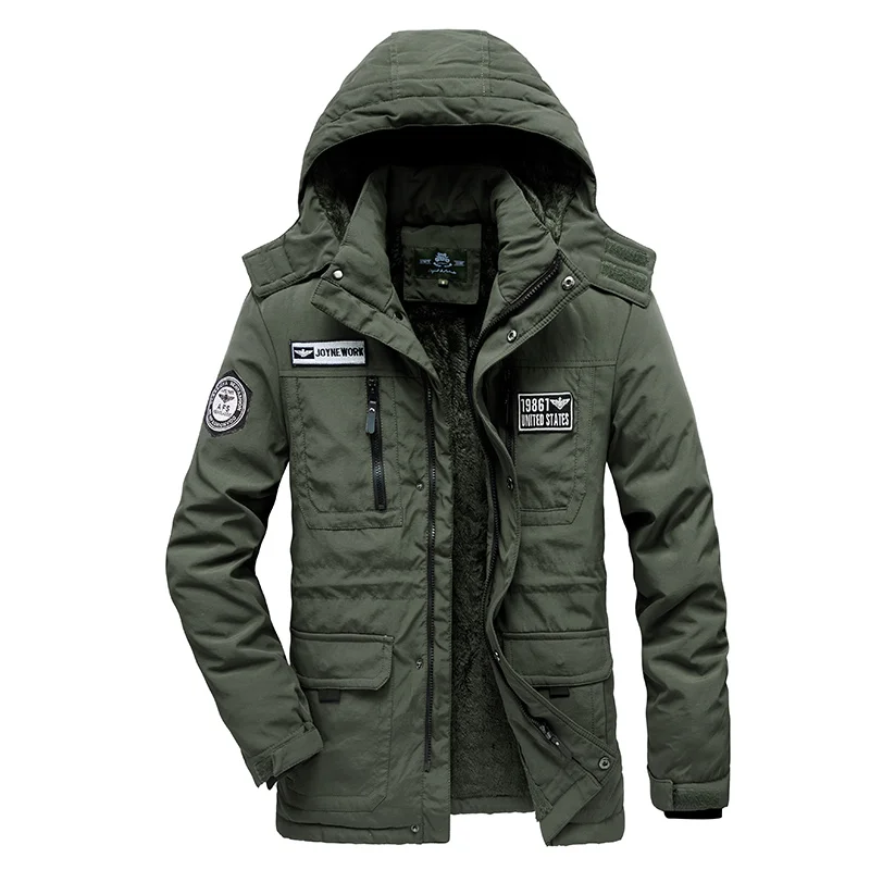Outdoors Comfort Removable Hat Men Jacket Winter Windproof Keep Warm Casual Parka New Fashion Solid Fleece Thickening Coat Men