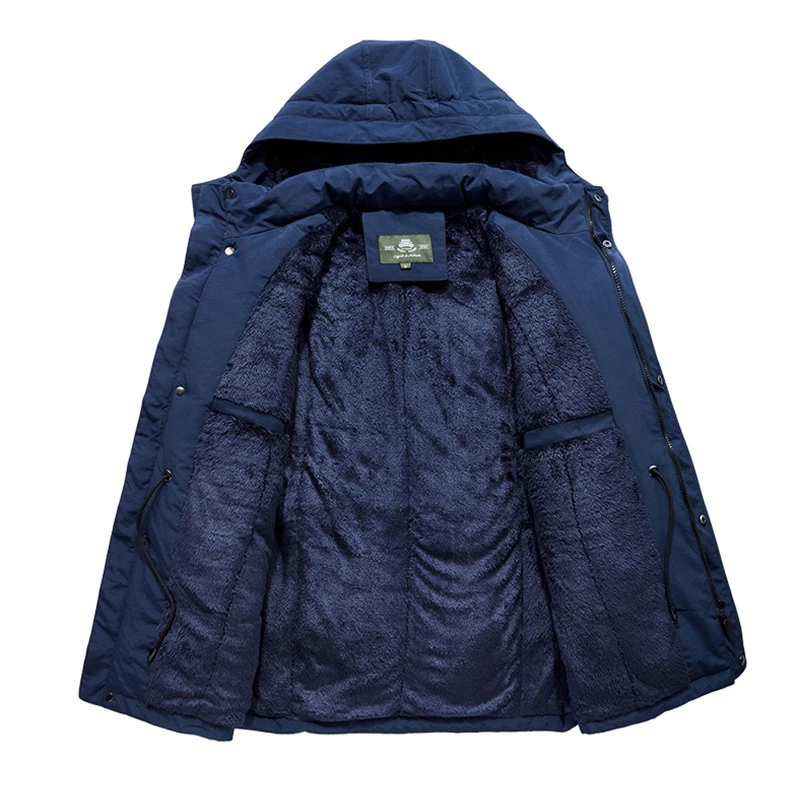 Outdoors Comfort Removable Hat Men Jacket Winter Windproof Keep Warm Casual Parka New Fashion Solid Fleece Thickening Coat Men