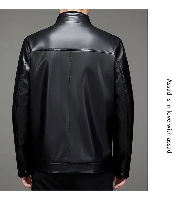 High-quality Men's Stand-up Collar Leather Jacket, Fashionable and Stylish, Casual Travel Premium Sheepskin Leather Jacket