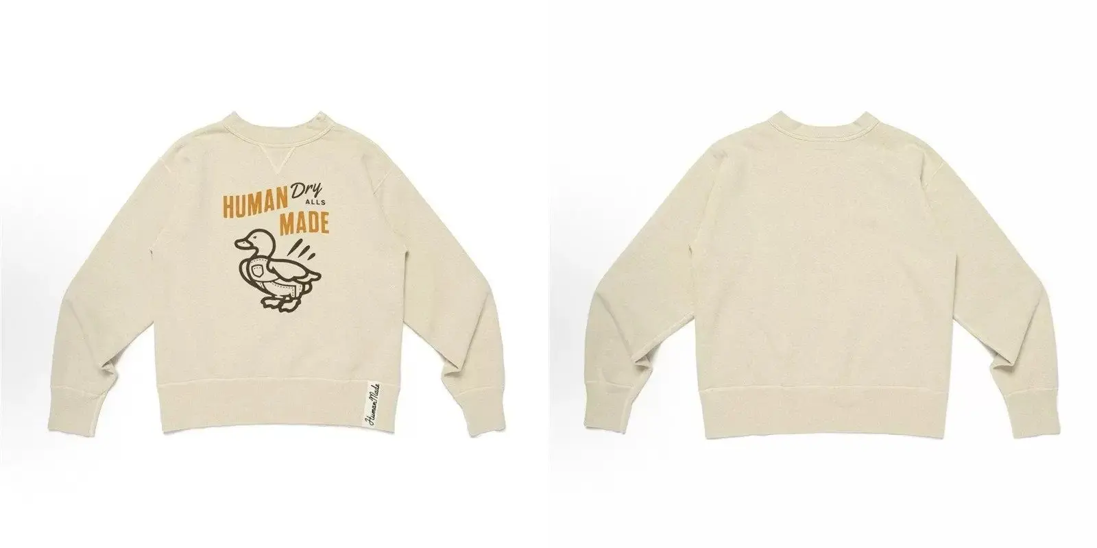 Human Made Vintage Casual Unisex Oversized Crew Neck Sweatshirt Denim Suspender Duck Fleece-Lined Thickened Daily Top