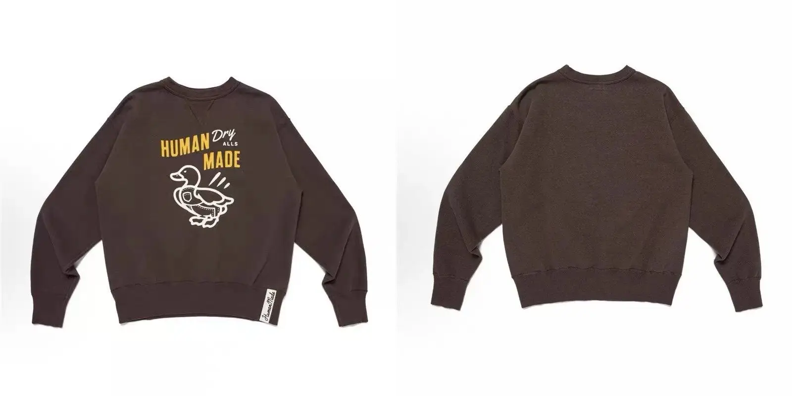 Human Made Vintage Casual Unisex Oversized Crew Neck Sweatshirt Denim Suspender Duck Fleece-Lined Thickened Daily Top