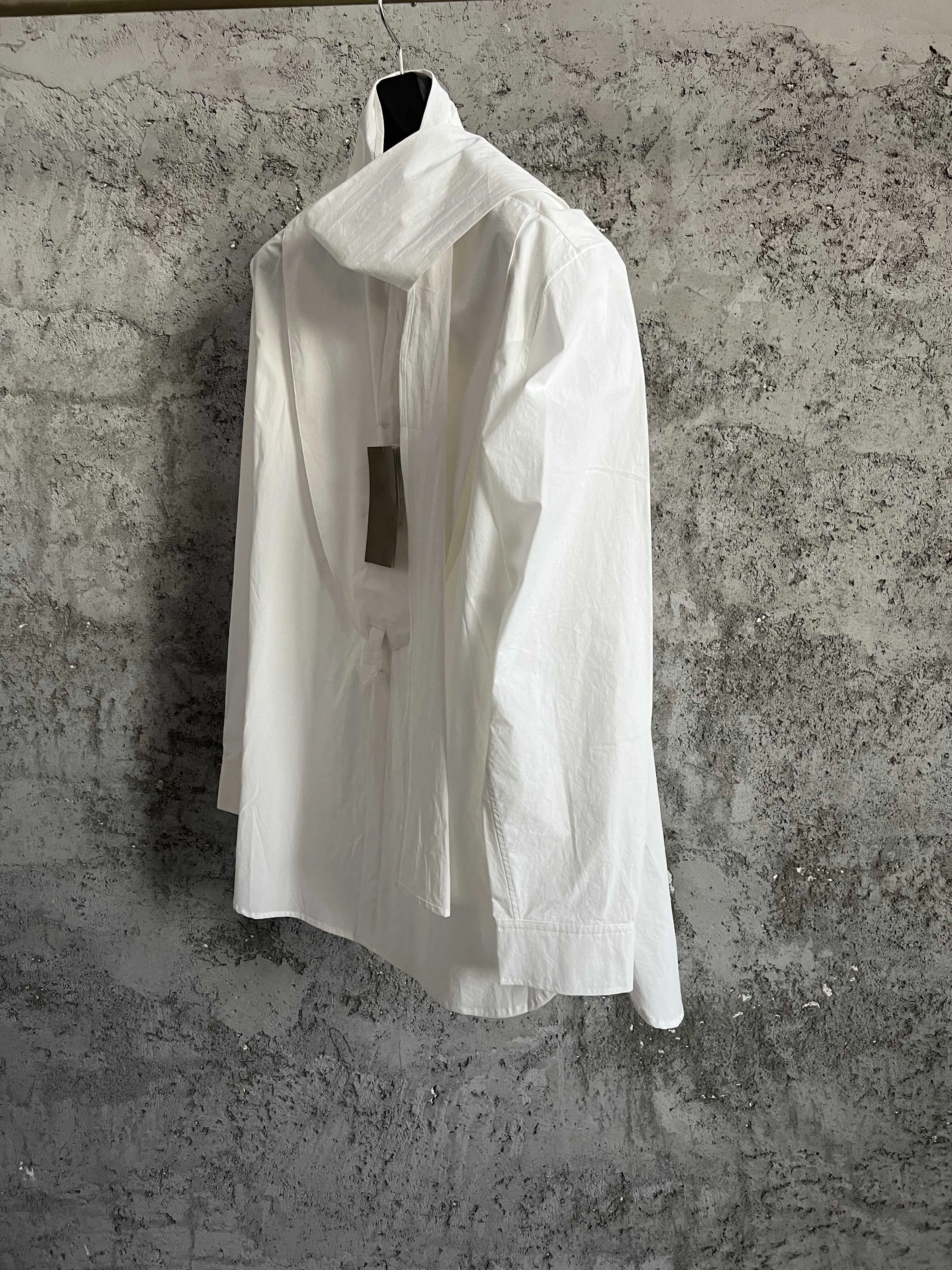 Original pure cotton poplin patchwork, detachable front lacing, bow collar long-sleeved shirt