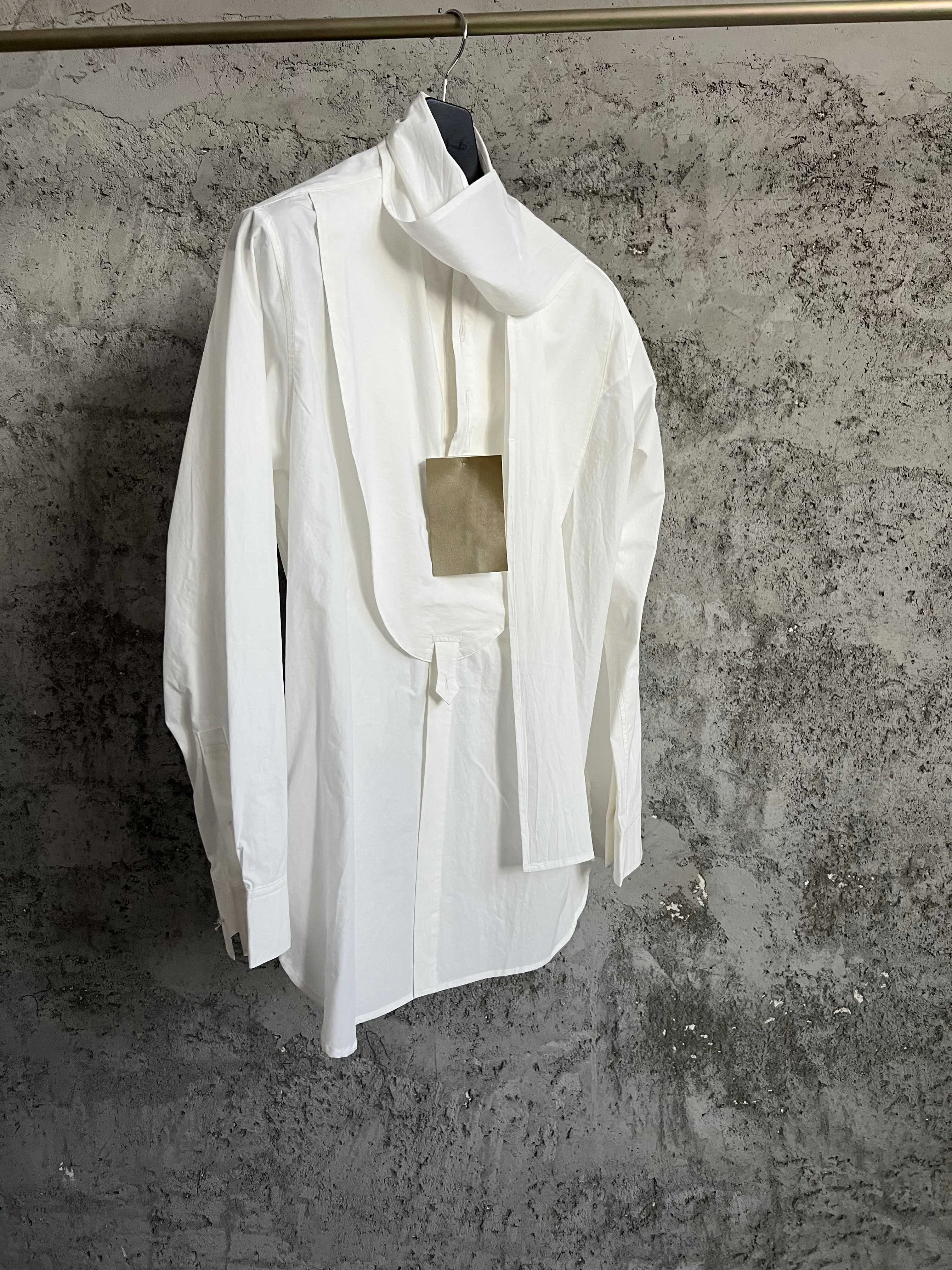 Original pure cotton poplin patchwork, detachable front lacing, bow collar long-sleeved shirt