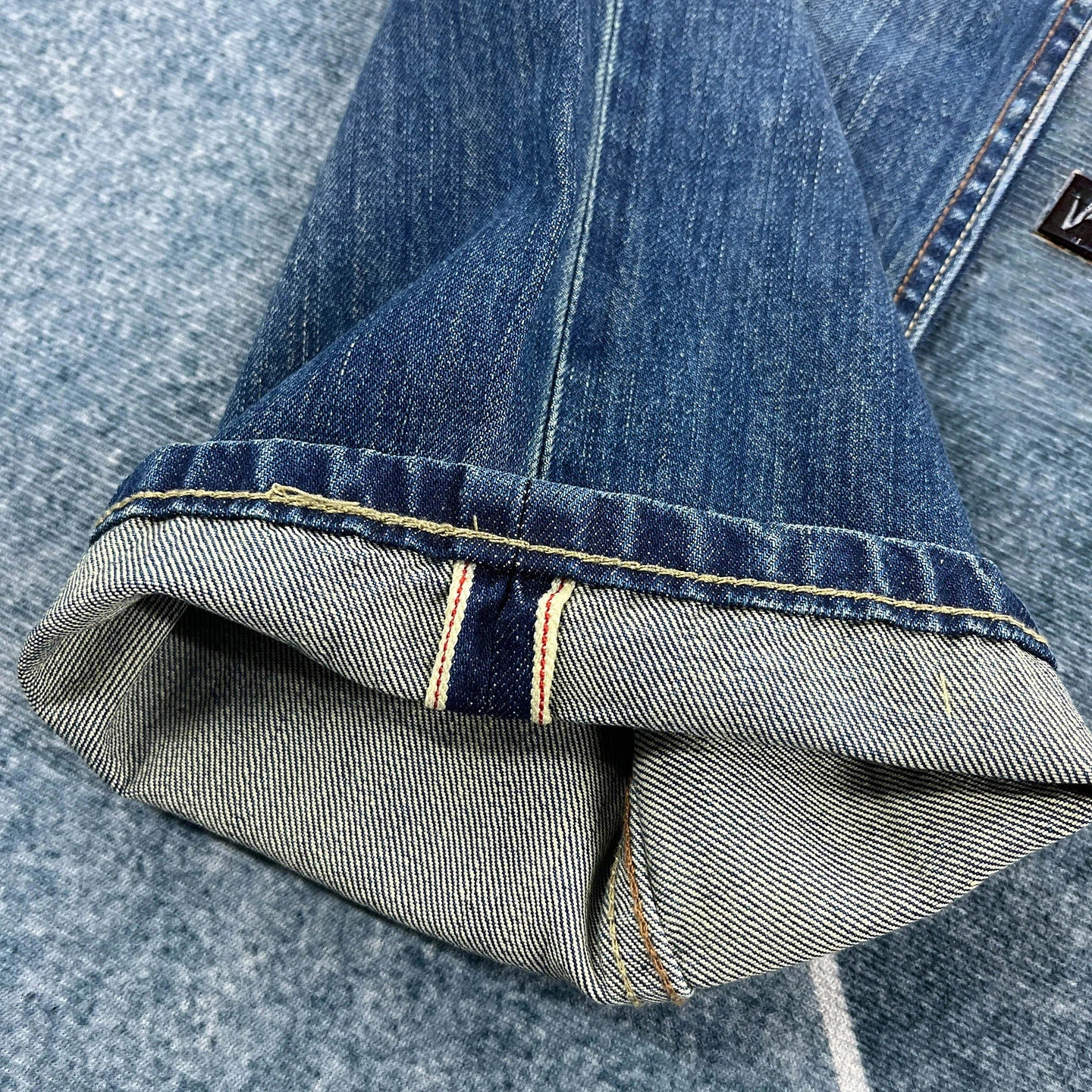 Spring new style red edge red ear jeans men's American retro style loose straight pants Ami trendy khaki